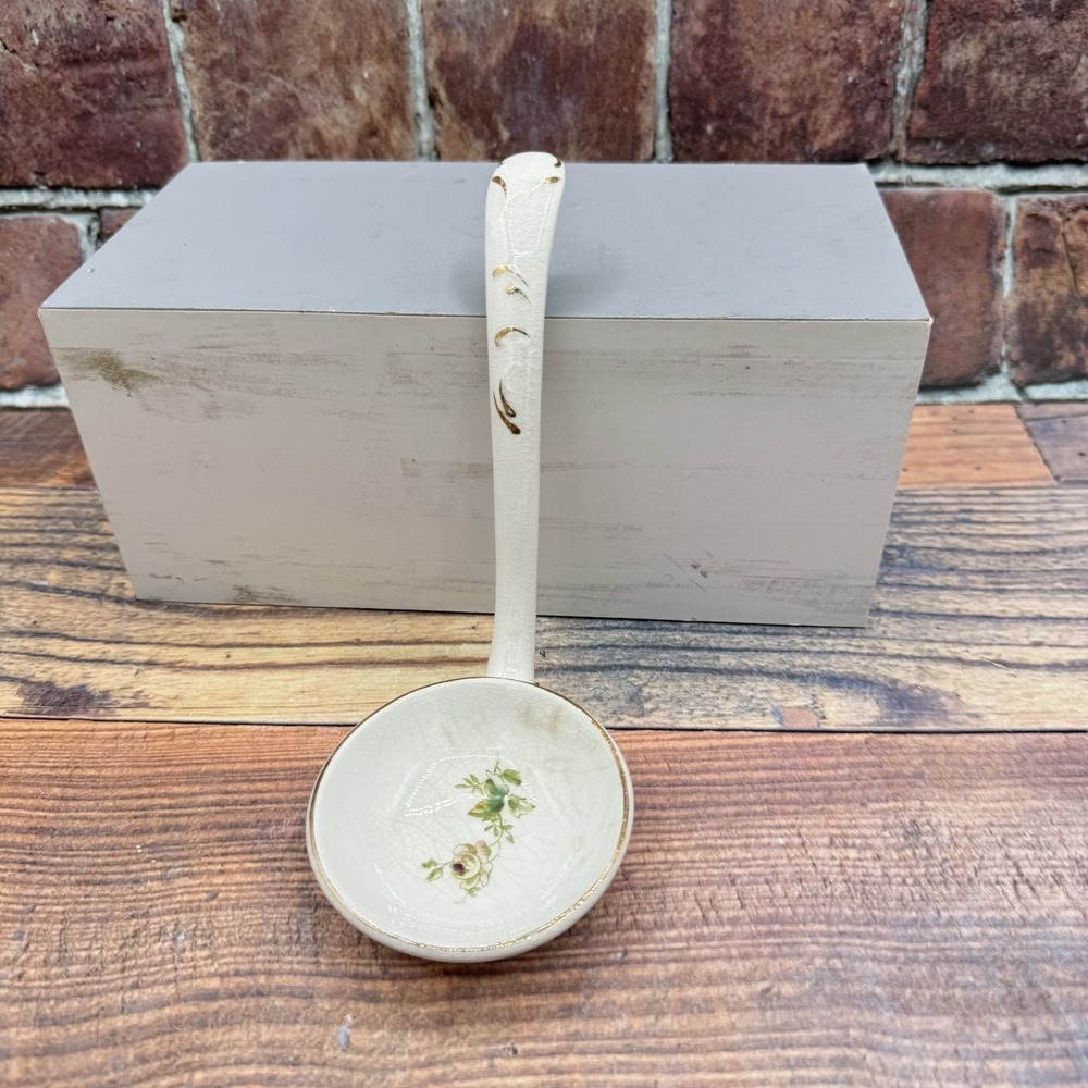 Antique Porcelain Sauce Ladle Floral Capodimonte Botanical Grannycore